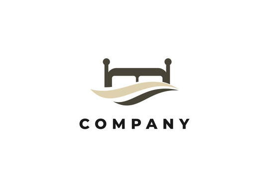Hospitality and Hotel Brand Logo with Bed Symbol