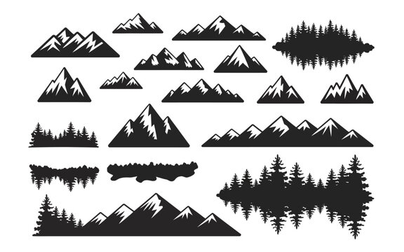 Mountain pine tree vector graphic design template for sticker decoration cutting and print file nature forest illustration