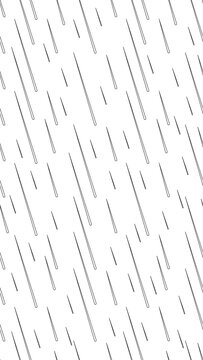 Rainfall black and white vertical repeating pattern. Diagonal rain. Rainy weather. Endless background. Line art illustration. Social media overlay for stories and reels. Seamless outline icon motif