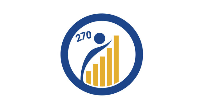 Abstract growth chart with human figure and number 270.