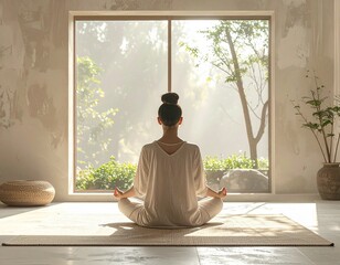 미니멀리즘 웰니스와 명상 (Mindfulness) 차분하고 정갈한 공간에서 명상