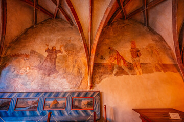 Medieval monastery Cerveny Klastor near Peak Tri Koruny or Trzy Korony in Pieniny National park in Slovakia and Poland © Zedspider