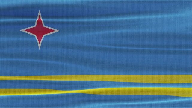 Aruba flag waving in the wind with high quality fabric texture
