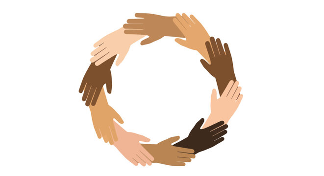 Diversity hands, unity circle, multicultural symbol, equality gesture, solidarity icon