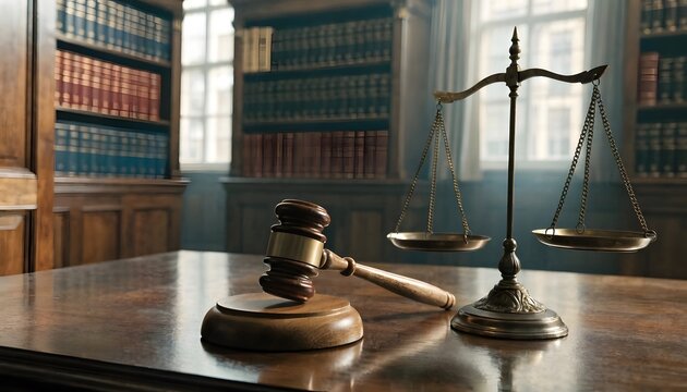 Justice concept with gavel and balance scale high resolution picture