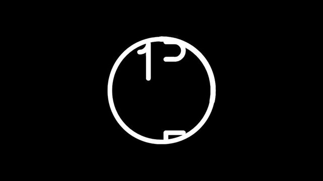 Minimalist white clock face icon on a stark black background, representing time