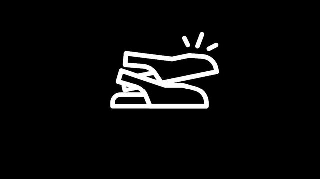 Simple white line art icon of a hole puncher on a black background