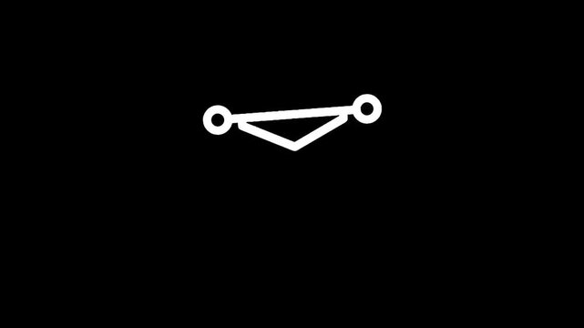 Minimalist white geometric shape with a triangle and circles on a black background