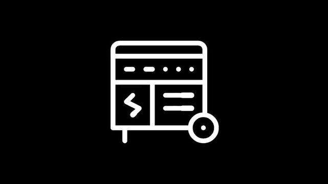 Portable generator icon with wheels and electrical symbol for power generation