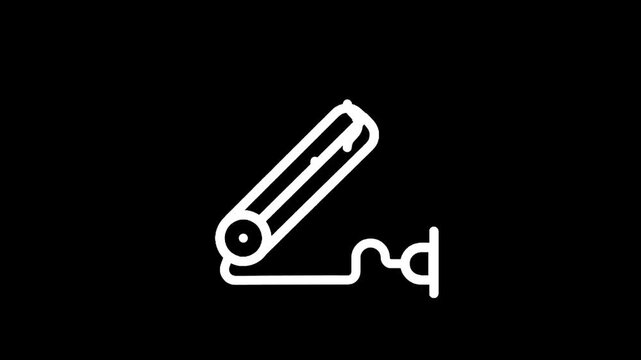 Icon of a hair straightener plugged into an electrical outlet, symbolizing styling and beauty