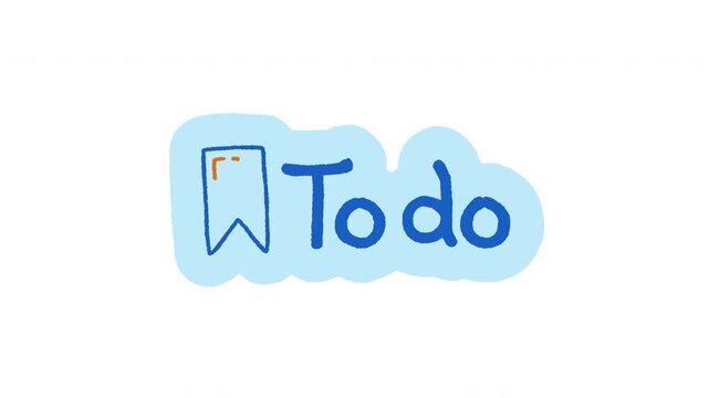 To do doodle sticker animation. Todo bookmark. Organizing task list. Daily reminder. Digital everyday planner. Hand drawn color icon in stop motion. Animated journal element on transparent background