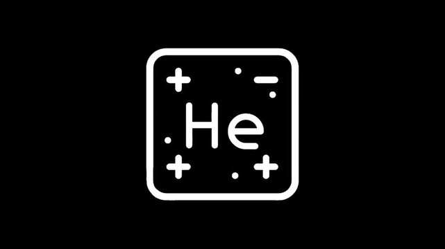Helium element symbol He with atomic number 2 on a black background