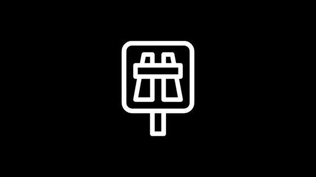Simple white line drawing of a xylophone on a black background
