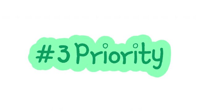 Number three priority doodle sticker animation. Important task. Highlighting order. Digital everyday planner. Hand drawn color icon in stop motion. Animated journal element on transparent background