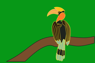 yellow large beaked hornbill bird bird vector illustration © SAIDI SAIDI