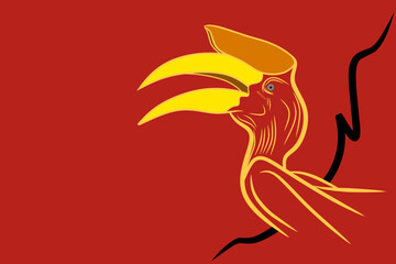 yellow large beaked hornbill bird bird vector illustration © SAIDI SAIDI