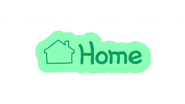 Home doodle sticker animation. Household task. Family plan. House daily routine. Digital everyday planner. Hand drawn color icon in stop motion. Animated journal element on transparent background