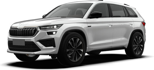White Modern European SUV - Front Side View © Tiger