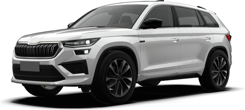 White Modern European SUV - Front Side View