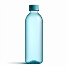 Naklejka premium Clear Blue Water Bottle With Green Cap Isolated On White Background Studio Shot