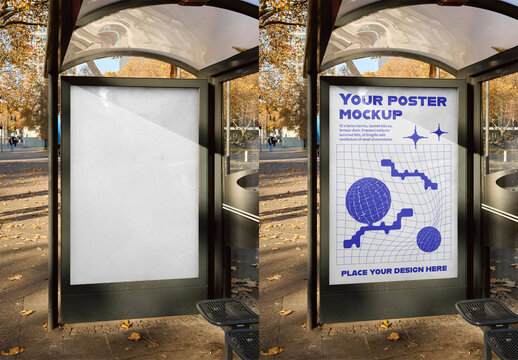 Mockup Of Customizable Poster In Bus Stop