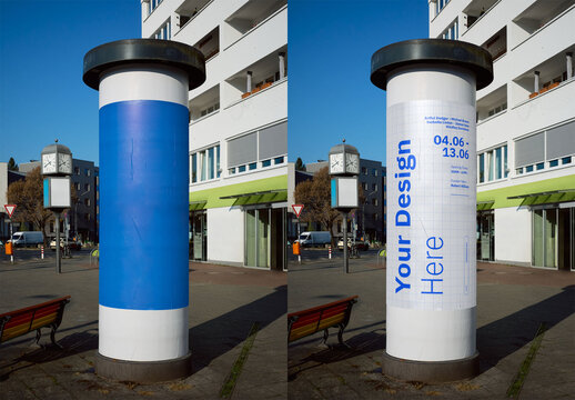 Mockup Of Customizable Vertical Sign In City