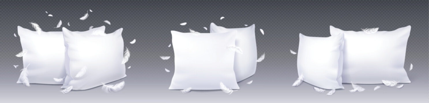 White square pillow realistic, top side view