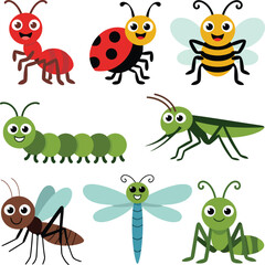 Fototapeta premium Colorful illustration of various insects vector.
