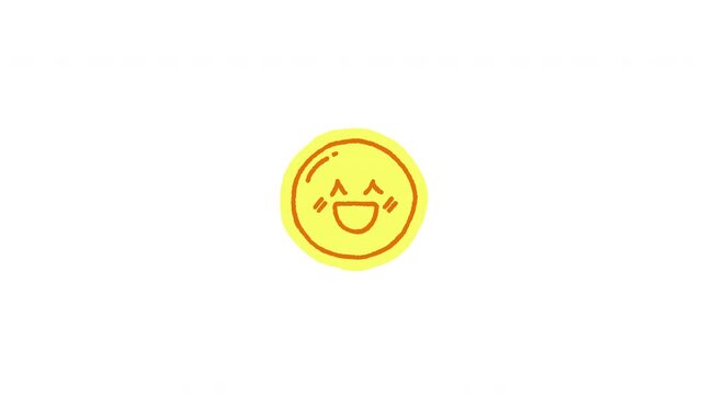 Cute emotions emojis doodle stickers animation set. Kawaii mood. Reactions expressions. Happy sad. Digital everyday planner. Hand drawn color icons in stop motion. Animated journal elements collection