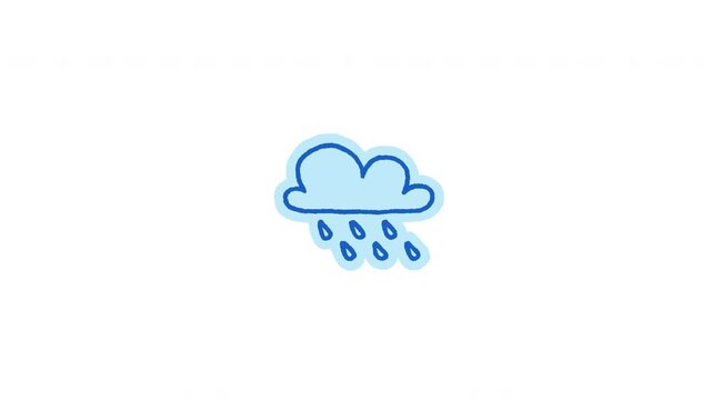 Forecast weather symbols doodle stickers animation set. Rain and snow clouds. Sunny windy. Digital everyday planner. Hand drawn color icons in stop motion. Animated journal elements collection