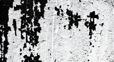 Fototapeta premium Black and white abstract wall texture with peeling paint pattern.