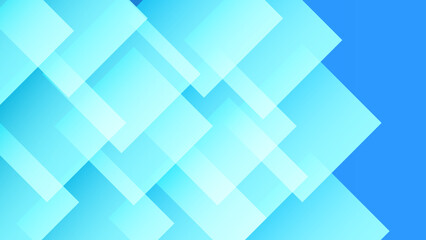 Fototapeta premium Vibrant aquatic cyan blue square overlapping geometric tech wallpaper