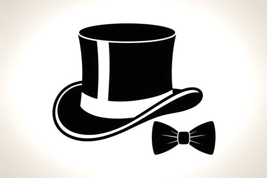 top hat and bow tie icon silhouette
