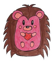 Stock illustration of a hedgehog holding a heart in its paws