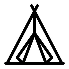 Simple Teepee Tent Outline Icon for Camping and Outdoors © Ardi
