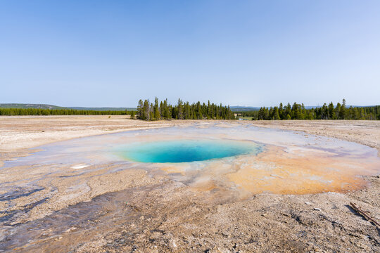 Opal Pool in Yellowstone National Park's Midway Geyser Basin. 