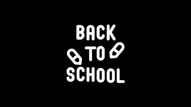 Back to school text with pencil icons on a black background