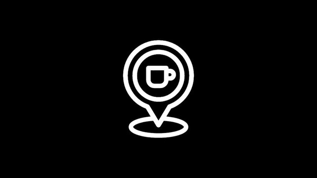 Location pin icon with coffee cup inside, representing a coffee shop or cafe destination