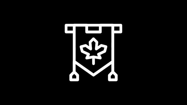 Simple white banner with a maple leaf emblem on a black background