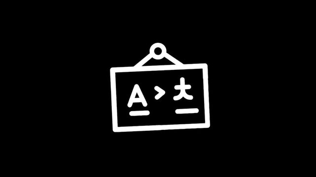 Simple icon of a blackboard with mathematical symbols A greater than B and C greater than D