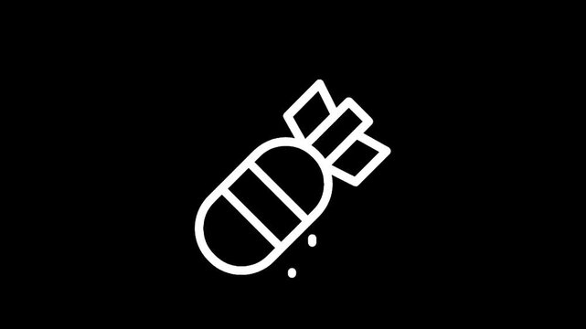 Icon of a bomb with fins falling, representing danger or explosion