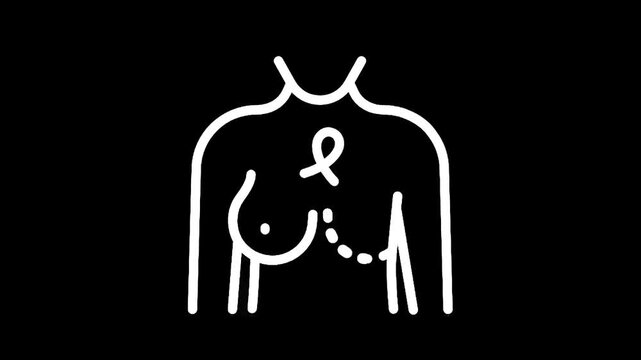 Symbolic illustration of breast cancer awareness ribbon and mastectomy scar