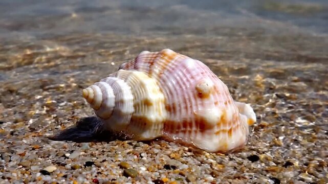 Seashell rotating banner with soft light and clean minimal ocean inspired background
