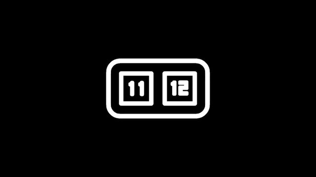 Minimalist digital flip clock icon showing 11:12 on a black background