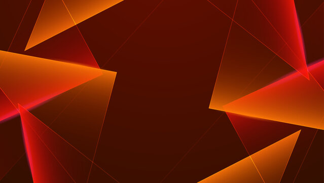 Elegant warm tone background with overlapping orange and red triangles creating a sophisticated glass transparency and light effect