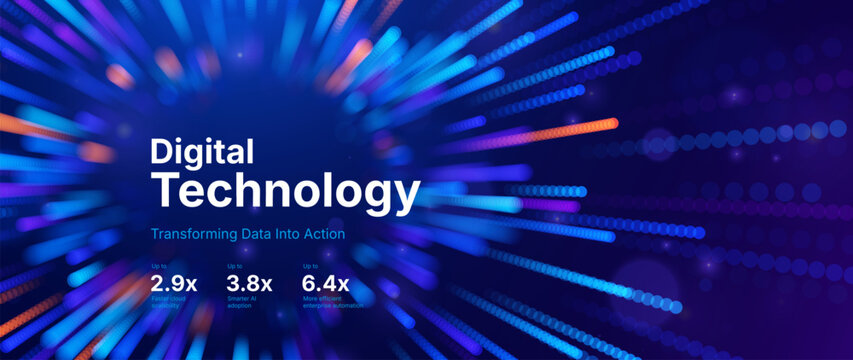 Cutting Edge AI Data Flow in Digital Technology Abstract Illustration. Tech Industry Backdrop with Colorful Particles Burst Lines. Seamless Integration Concept Innovation Tech Background Vector.