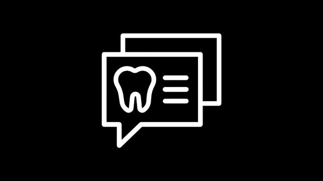 Dental consultation icon with tooth and document symbols on black background
