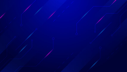 Obraz premium Futuristic dark blue tech background featuring circuit board patterns with light trails and high tech connectivity lines