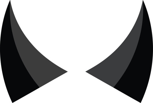 Black devil horns icon isolated on white background for halloween costume or gaming character design