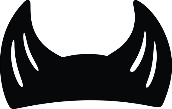 Black devil horns silhouette icon isolated on white background for halloween costume and graphic design